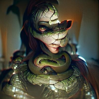 Sinister Snake Lady in 3D Shading Style