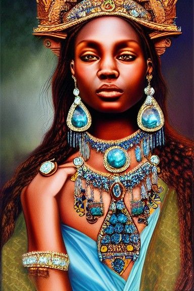 Goddess Amongst Aquamarine Gemstones