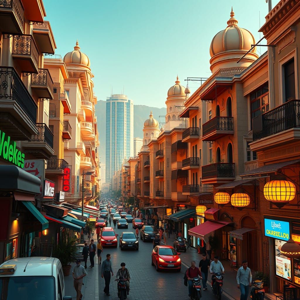 Fantastical Beirut Street Scene in Stunning 8k Matte Paintin...
