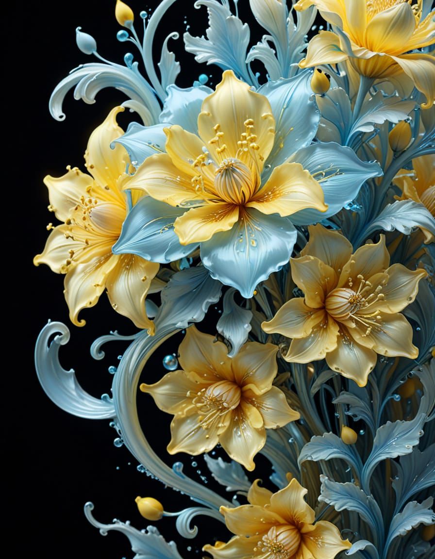 Molten Glass Flowers in Pastel Hues