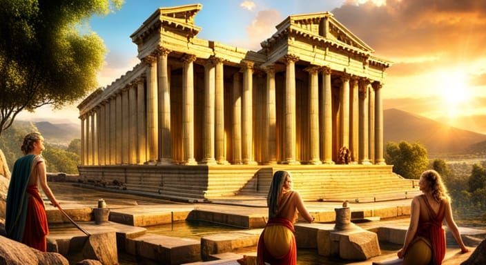 Fantasy Temple of Artemis Sacrifice: Detailed Matte Painting
