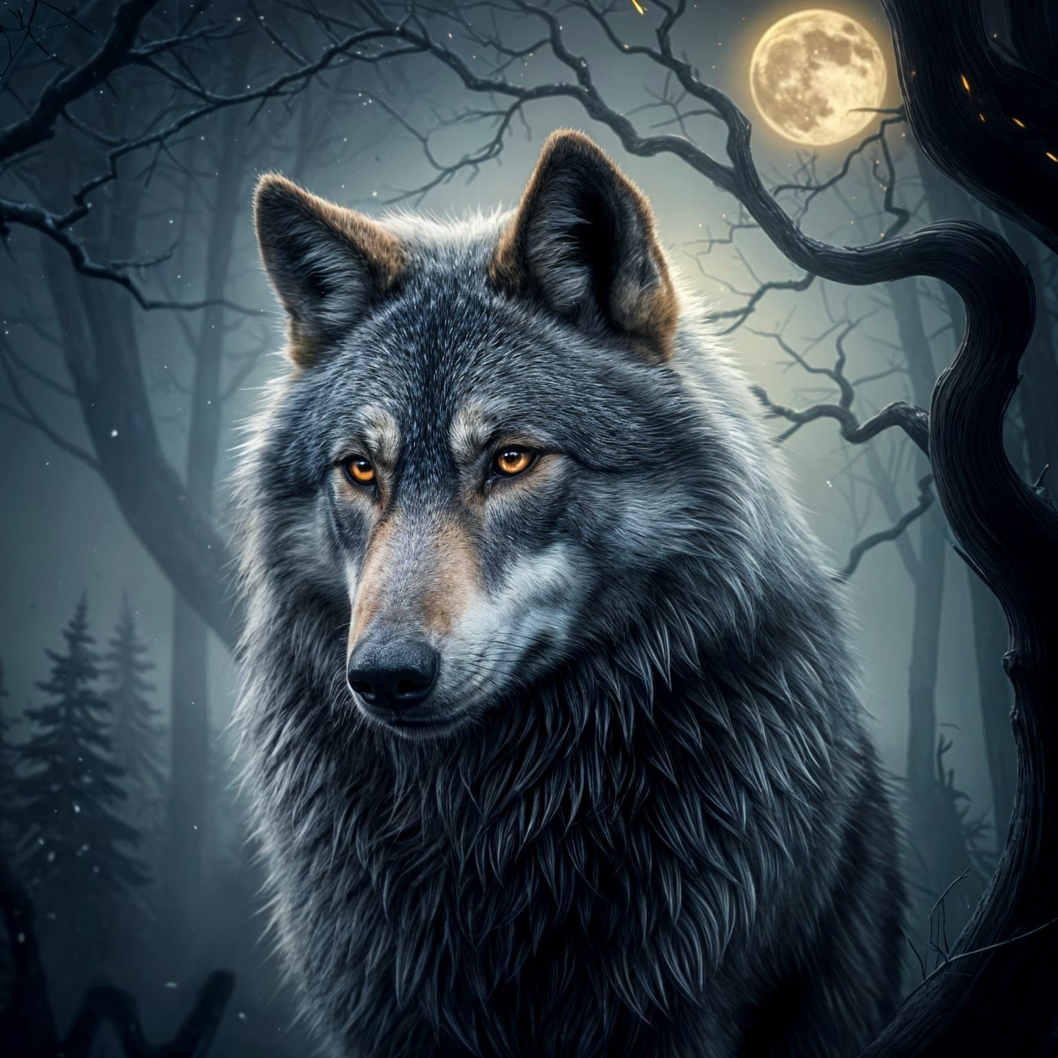 Wolf in a Cyberpunk Aesthetic