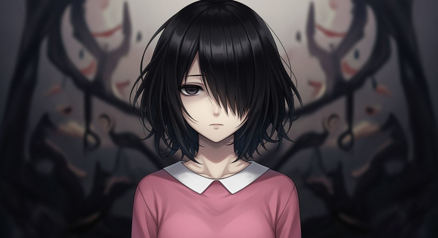 Melancholic Anime Portrait of Madotsuki in Dreamscape