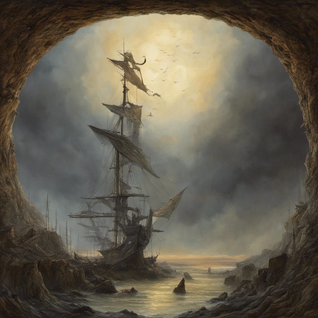 Surreal Shipwreck in Dystopian Style