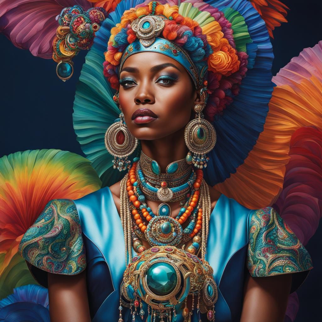 Hyperrealistic Portrait: Woman in Futuristic Jewelry