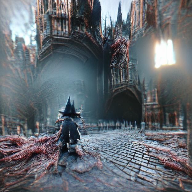 Gloomy Gothic Landscape with Imposing Architecture