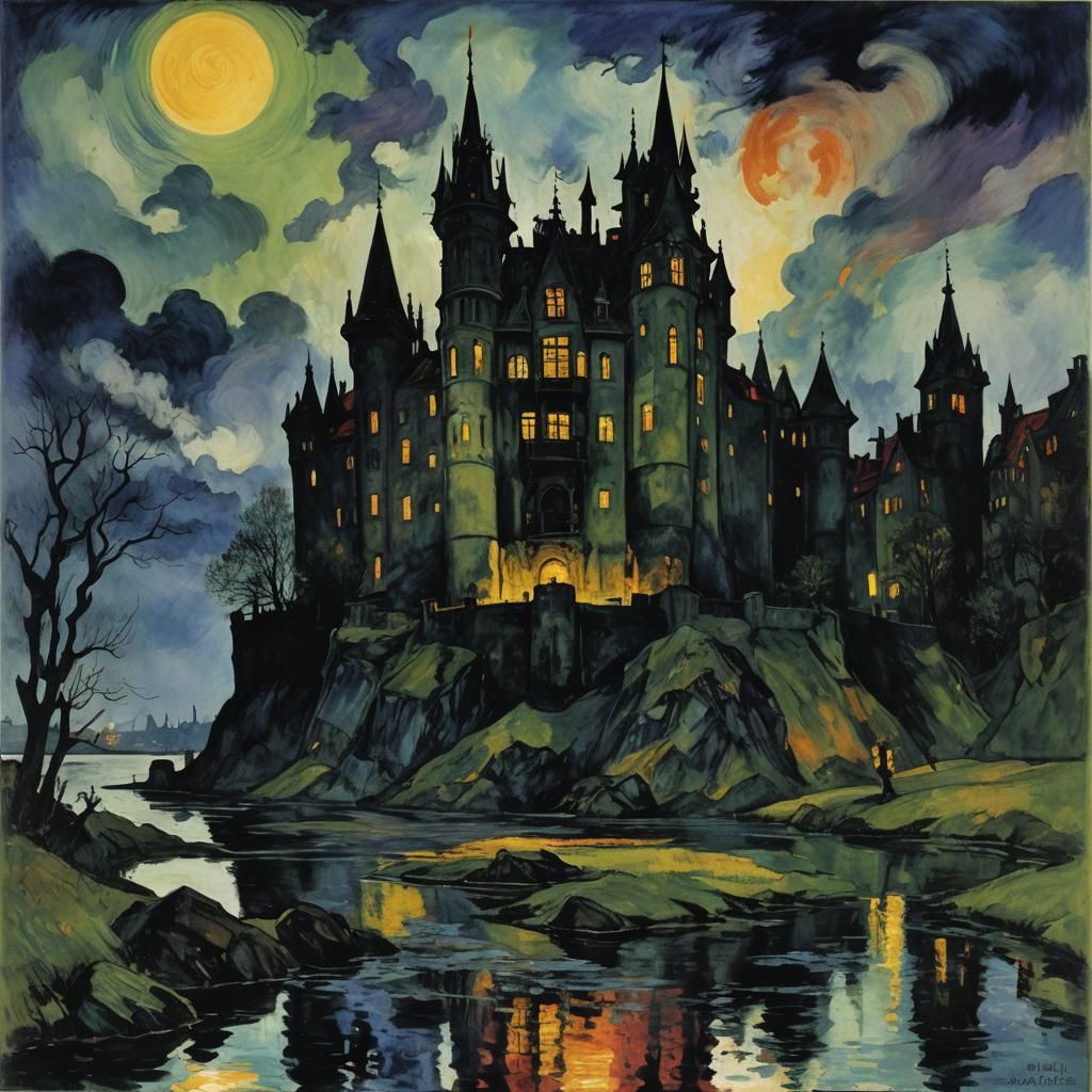 Vampire Castle: Expressionist Day-Night Masterpiece