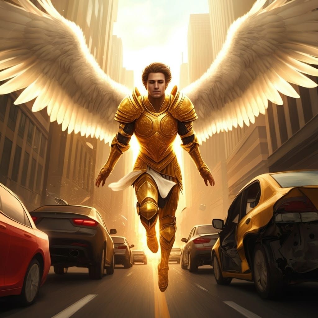 Golden Angel Brings Chaos to City Skies