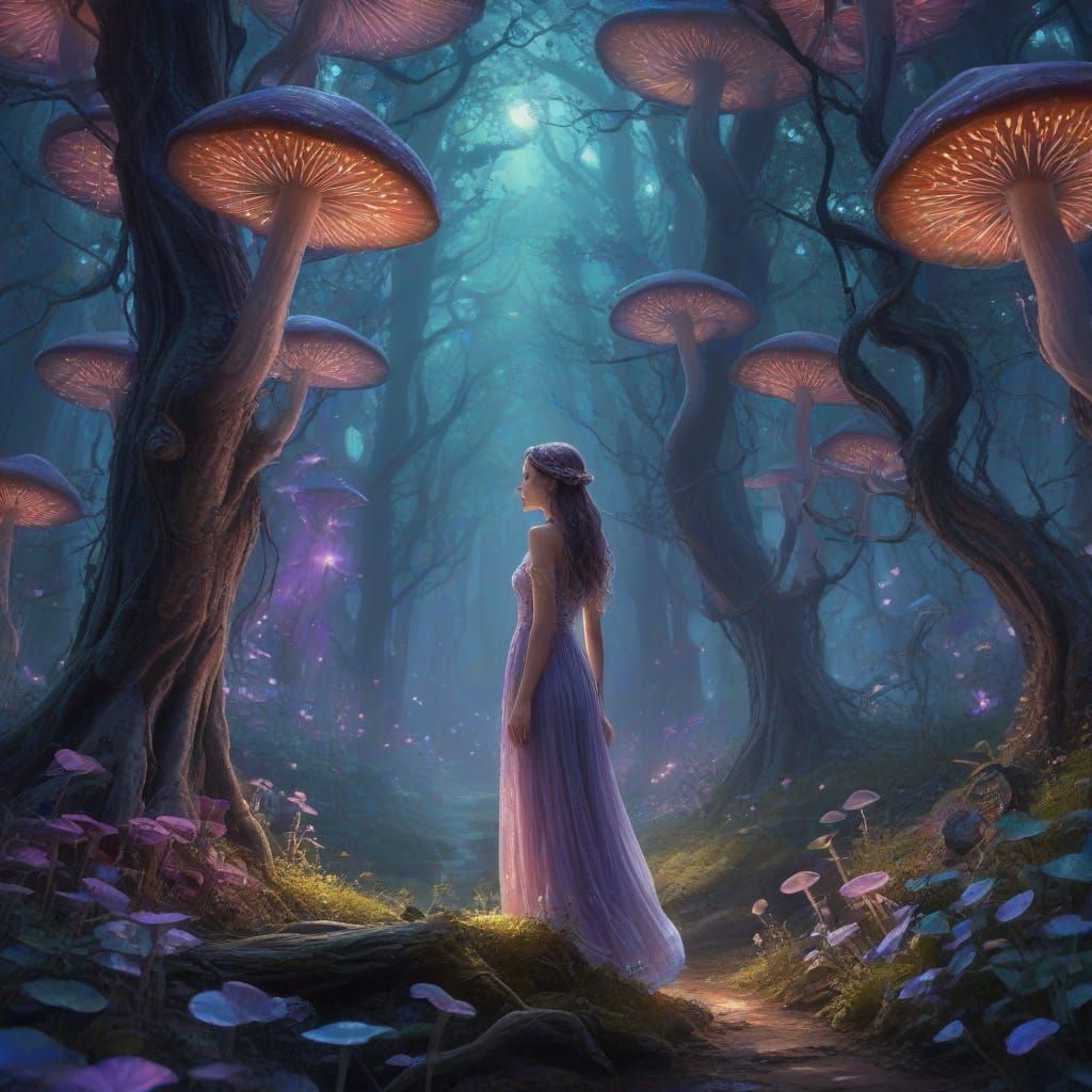 Ethereal Forest Realm in Vibrant Digital Art