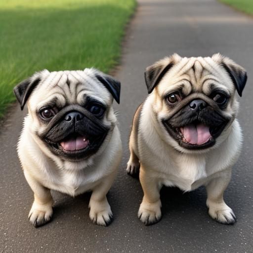 Image of Two Happy Pugs