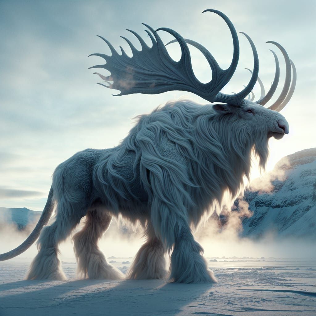 Magnificent White Creature in Winter Landscape