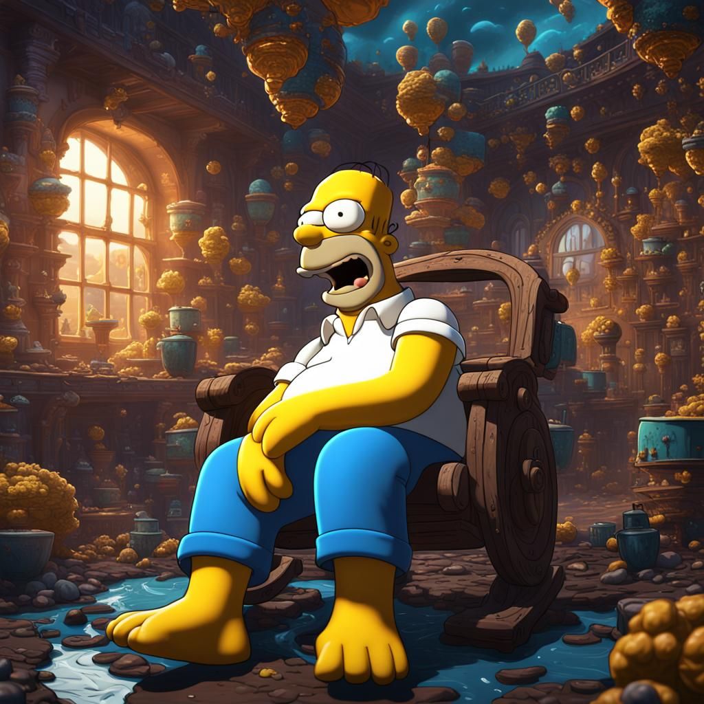 Detailed Matte Painting of Homer Simpson