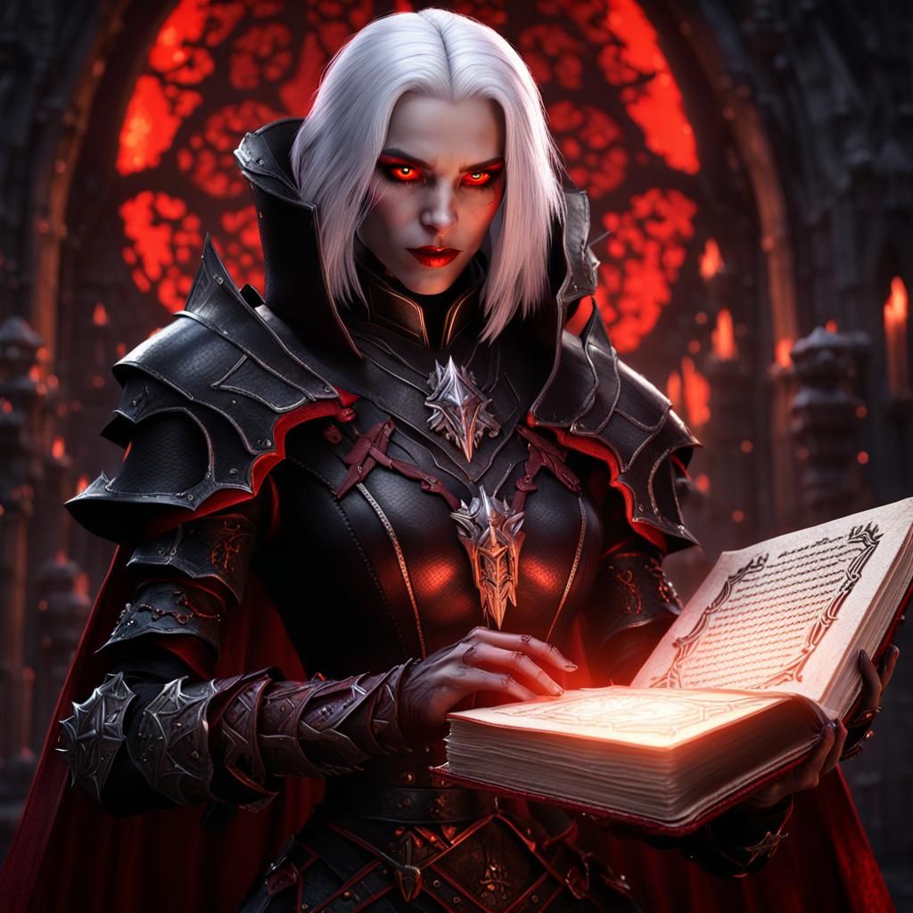 Vampire with Glowing Eyes in Dark Fantasy Style