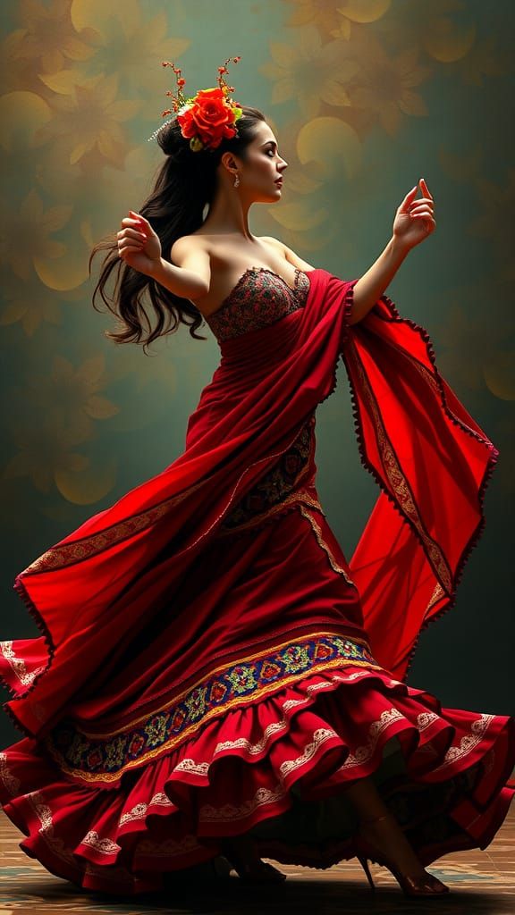 Flamenco Dancer in Art Nouveau Style