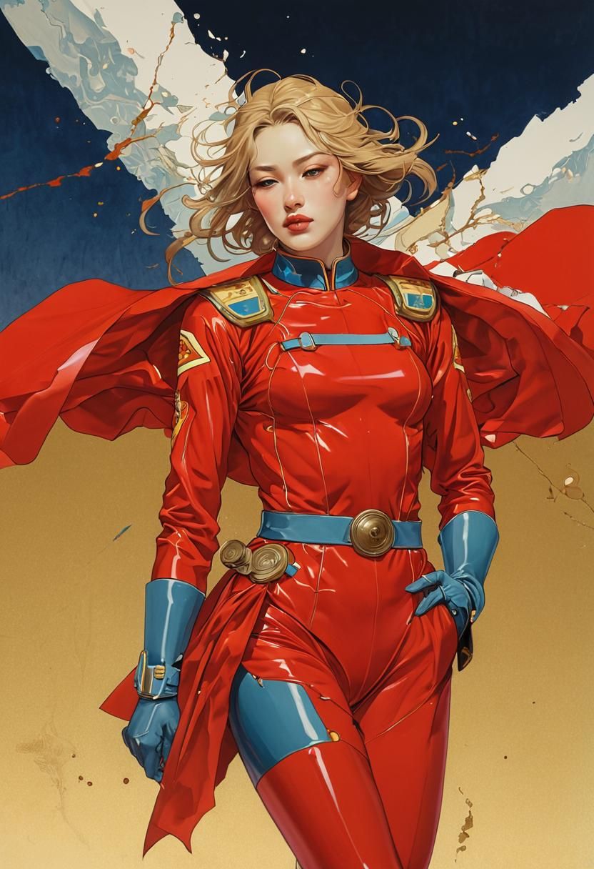 Kintsugi Pilot Portrait in Art Nouveau Style