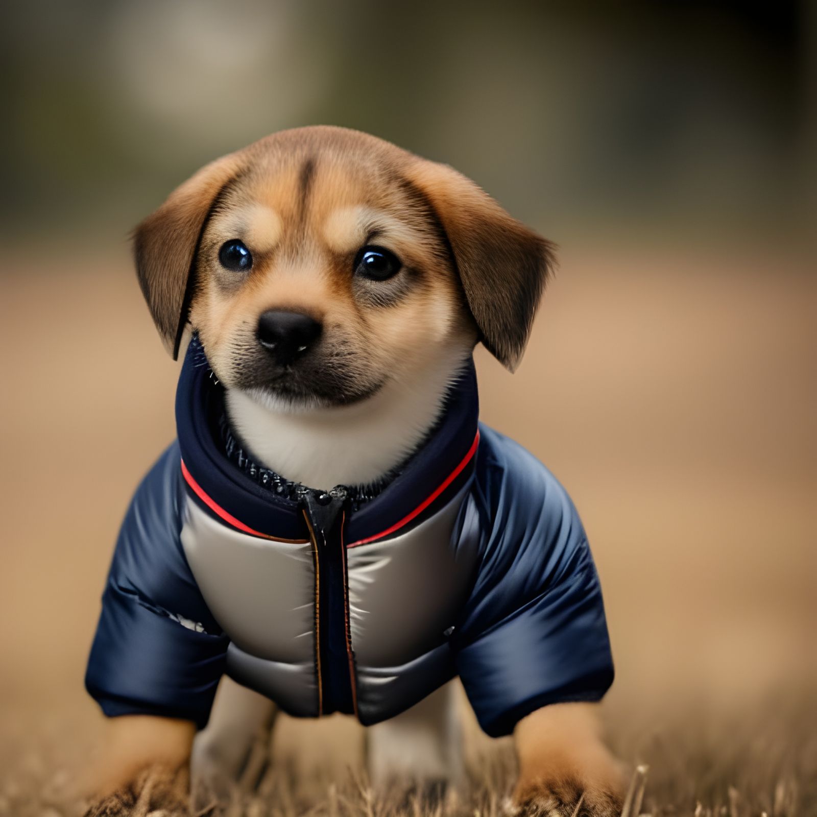Puppy in Puffer Jacket: Professional Photography