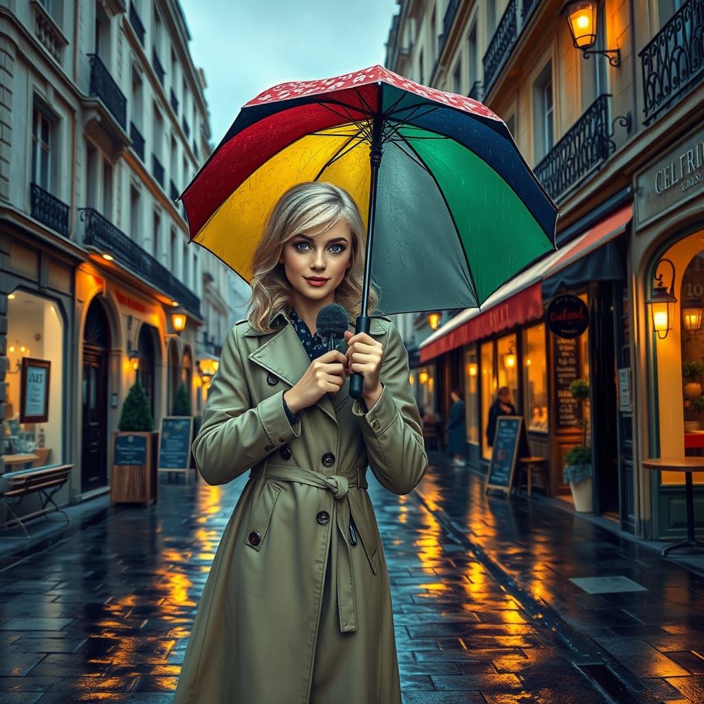 Rainy Paris Street Scene in Impressionist Style