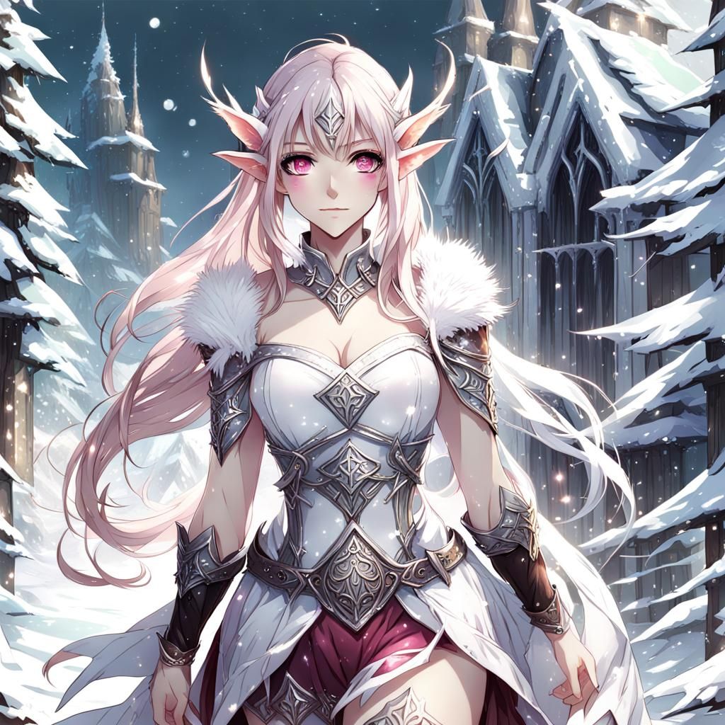 Graceful Winter Elf: A Fantasy Anime Woman