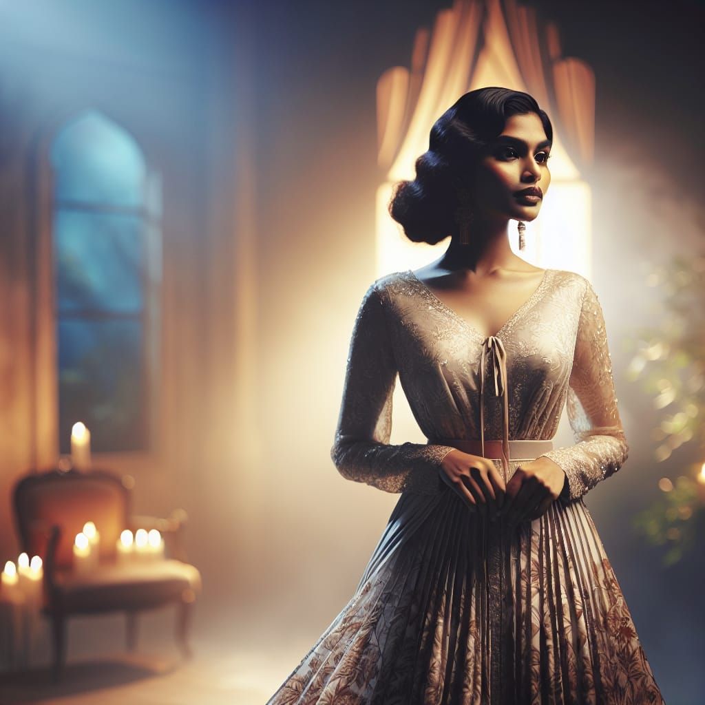 Sultry South Asian Beauty in Candlelit Opulence
