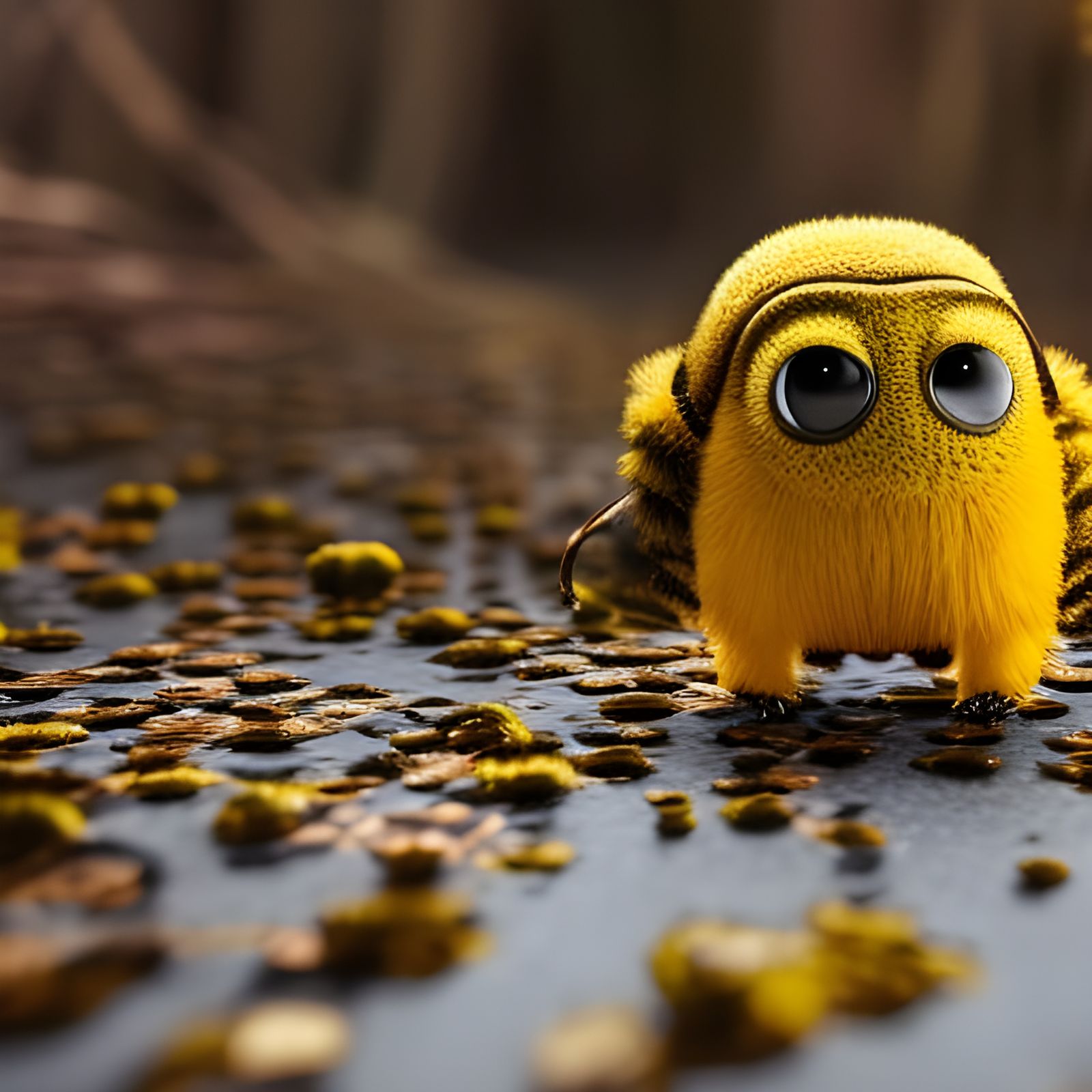 Adorable Bumblebee Waving, Digital Art