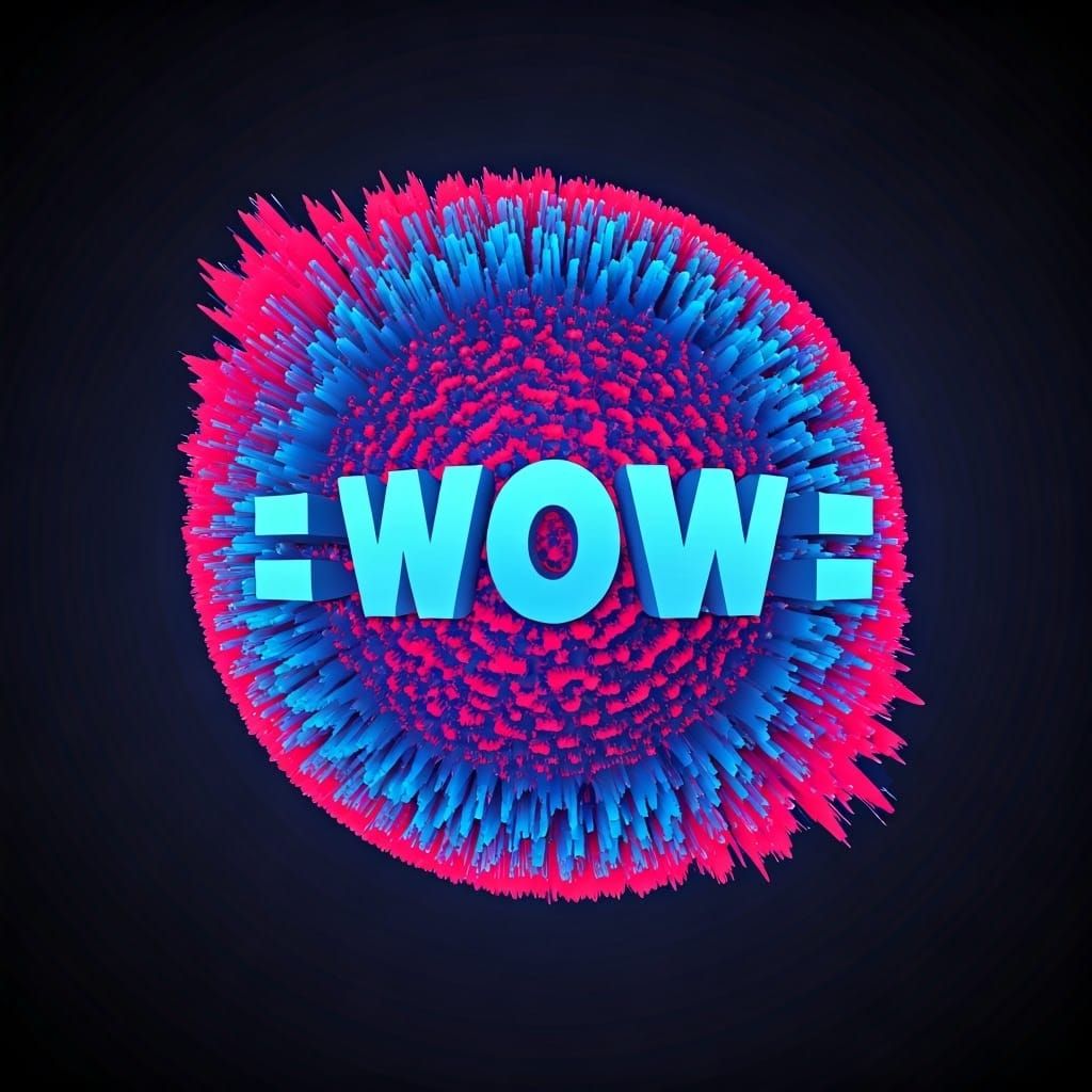 Abstract Pop-Art Sphere with Word WOW in 3D