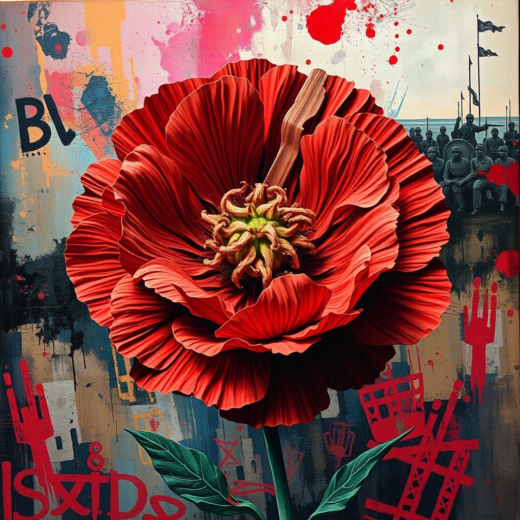 Hyperdetailed Carnation with Celtic Motifs in Impasto Style