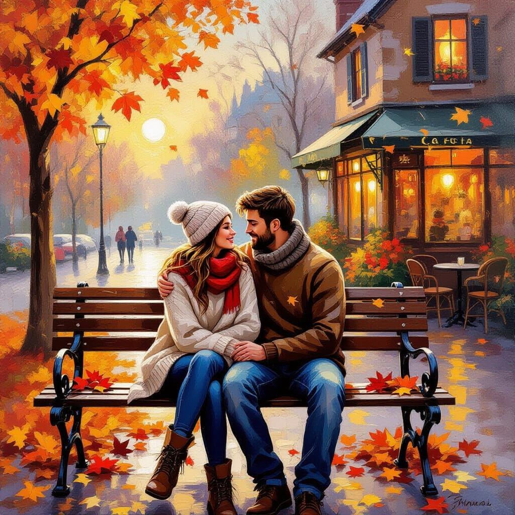 Romantic Autumn Day: Impressionistic Oil Painting