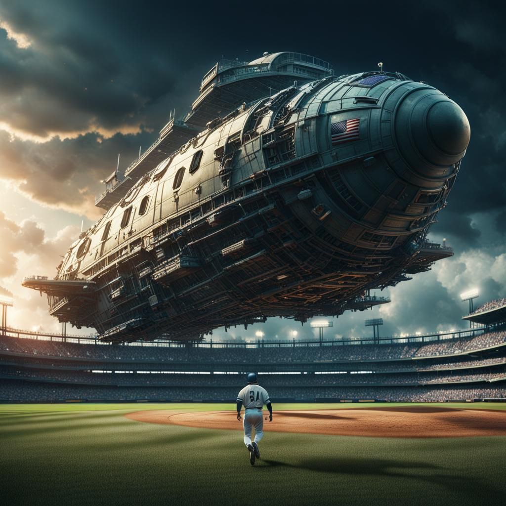 Baseball Spaceship Landing: Epic Digital Matte Painting