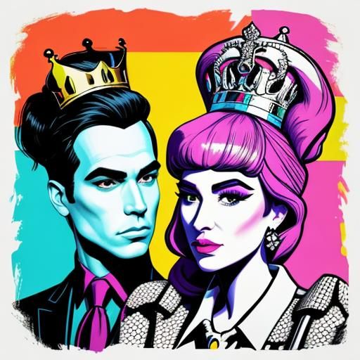 Portrait of a chess king and queen