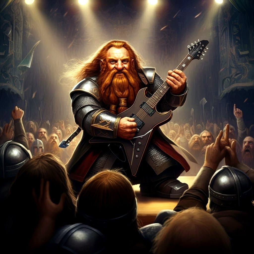 Dwarf Heavy Metal Guitarist in Lord of the Rings Style