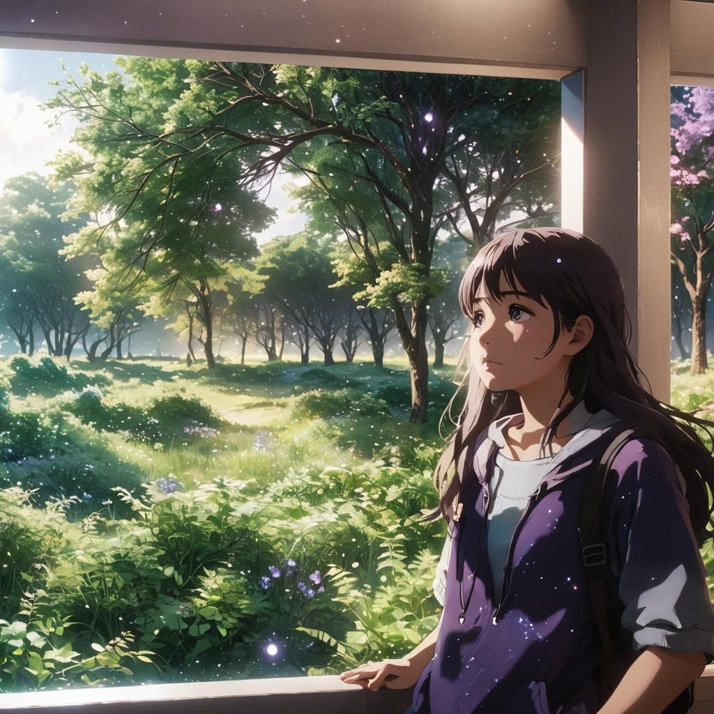 Anime Girl's Gaze Reflects Infinite Space