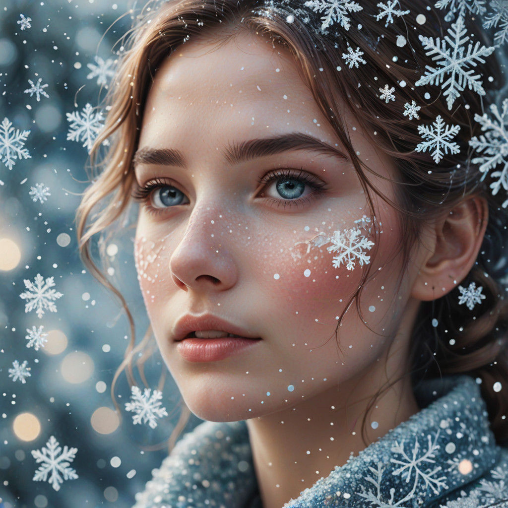 Whimsical Winter Wonderland in Sparkling Digital Illustratio...