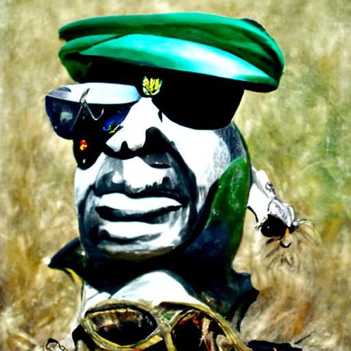 Powerful Dictator Portrait with Beret and Sunglasses