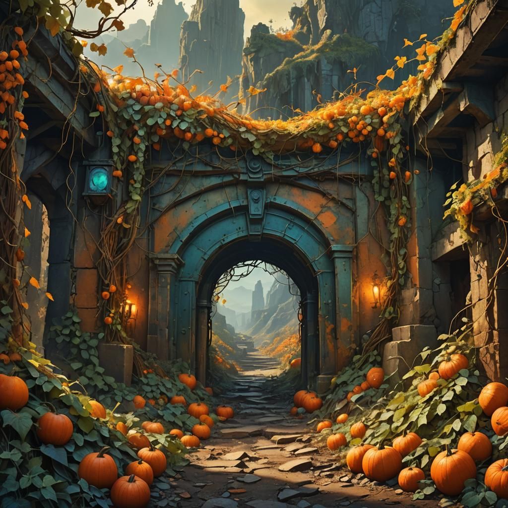 Dystopian Mine Entrance Concept Art in Fantasy Style