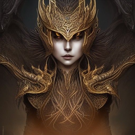 Dark Fantasy Dragon Warrior in Intricate Armor