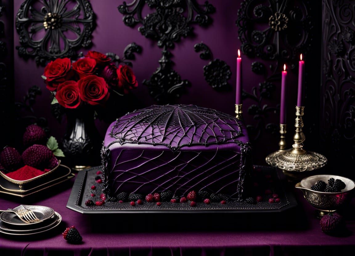 Goth Princess Cake in Coffin with Cobwebs