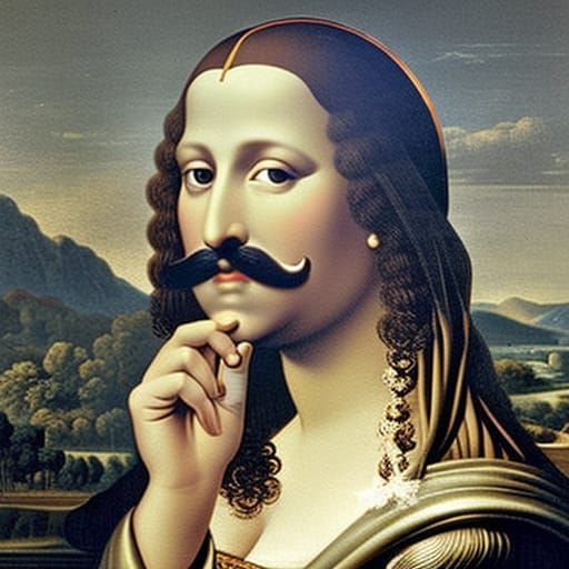 Mona Lisa Sporting a Hyper-Realistic Mustache