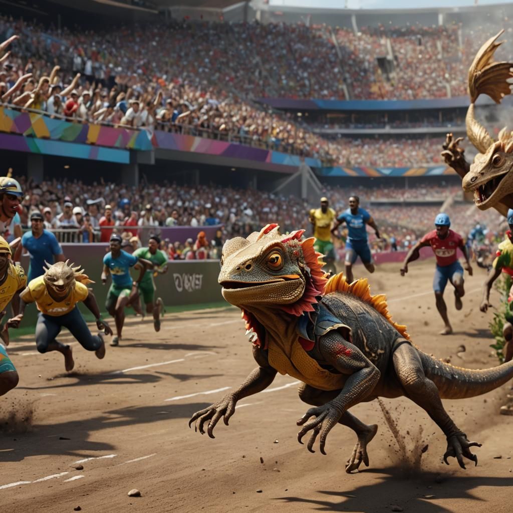 Frilled Lizard Wins Olympic 100m Sprint