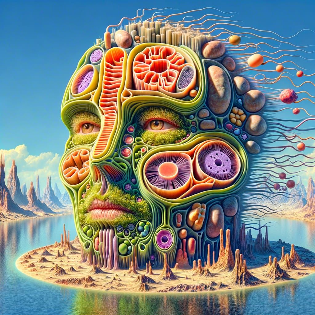 Surreal Mitochondrion Landscape Face in Ultra-High Definitio...