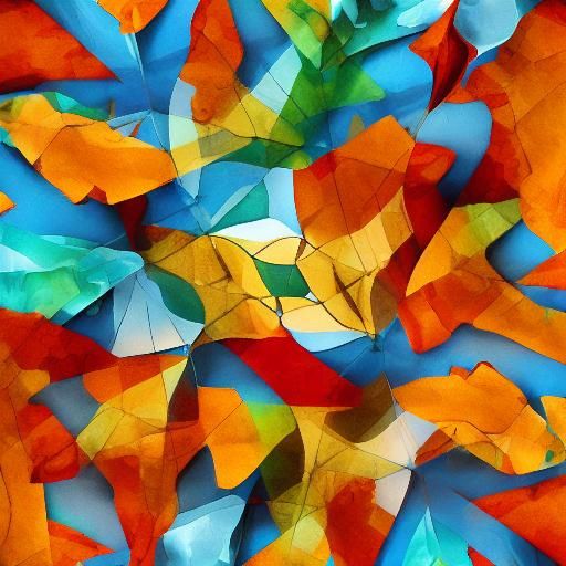 Abstract Autumn Foliage Digital Watercolor Collage