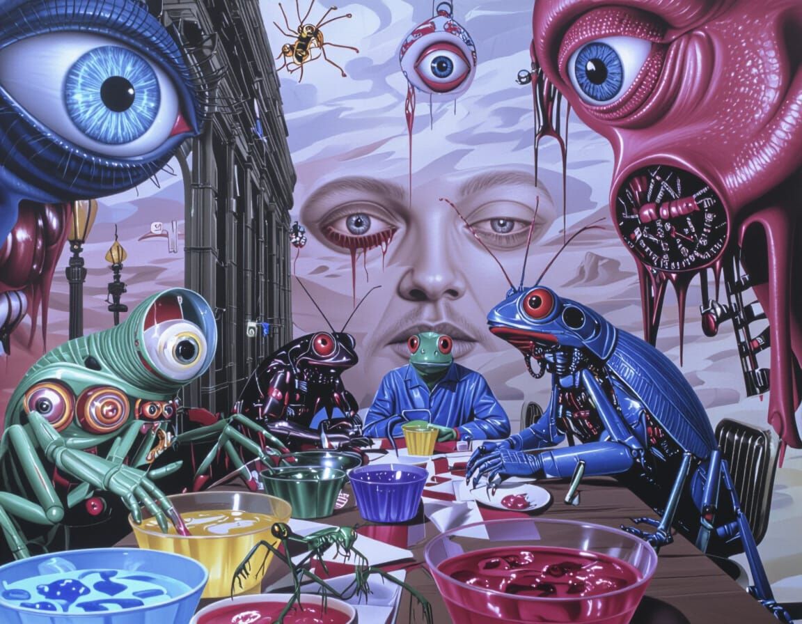 Grotesque Last Supper with Mutated Creatures