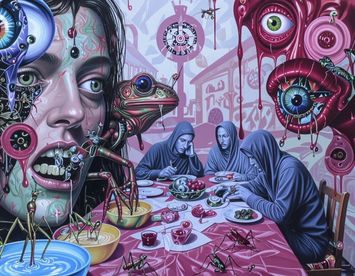 Surreal Last Supper with Mutated Creatures