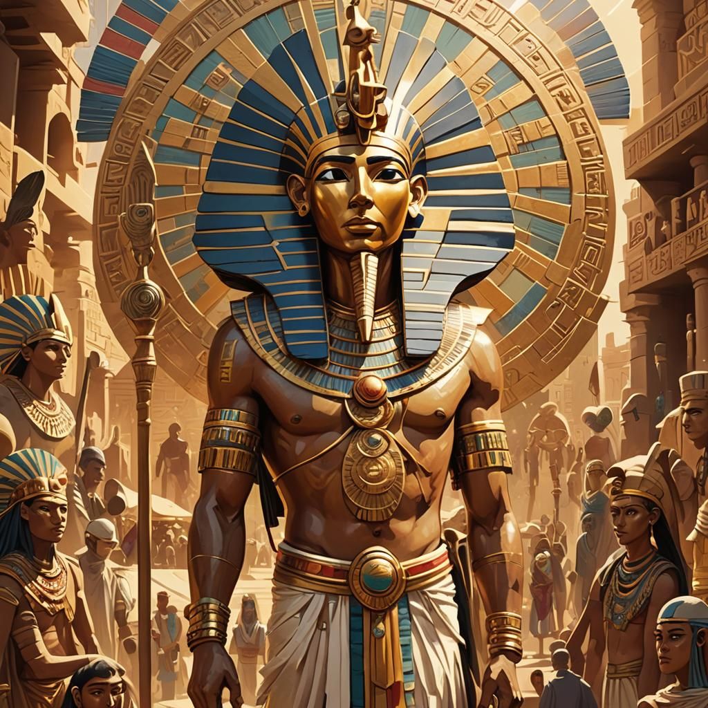 Ra, God of Sun, in Ancient Egypt: Digital Art