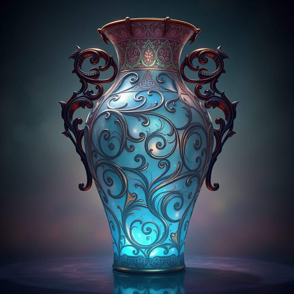 Ethereal Vase in Mystical, Ornate Style