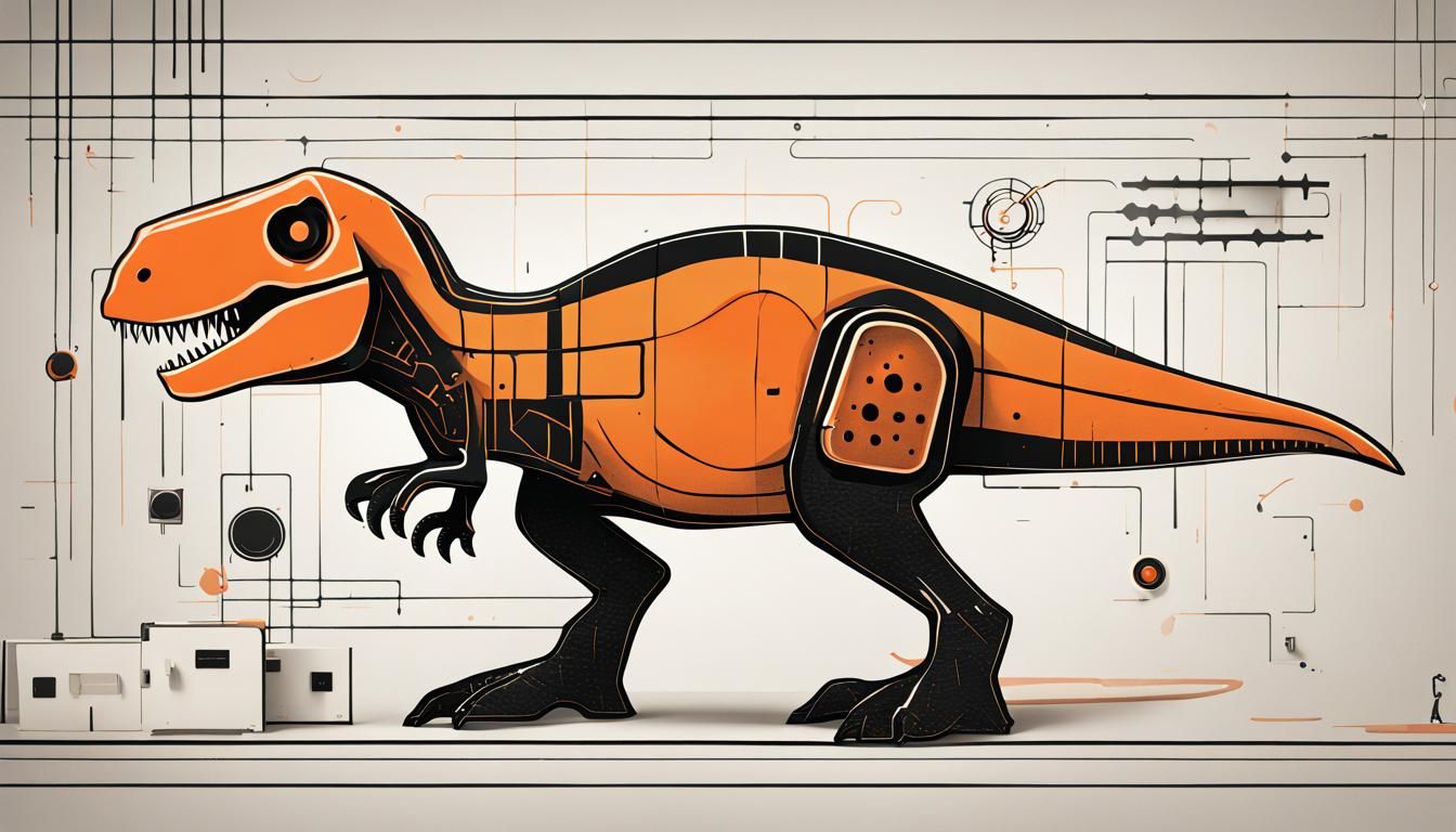 Minimalist Bauhaus Cartoon of a Textured T-Rex