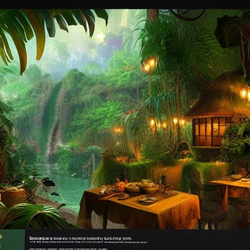 Detailed Jungle Cafe Concept Art in Unreal Engine