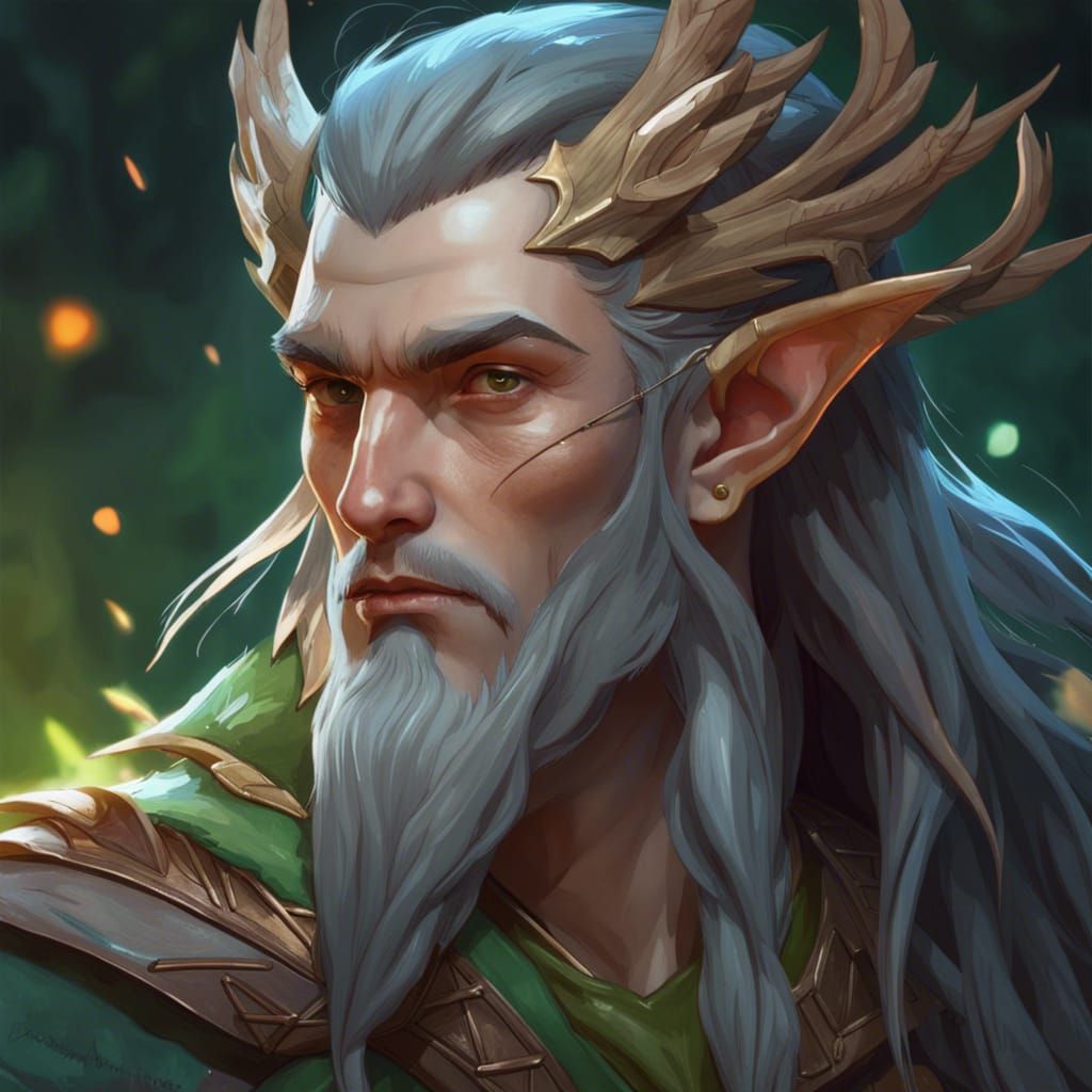Elf Druid Portrait in Hyperdetailed Digital Art Style