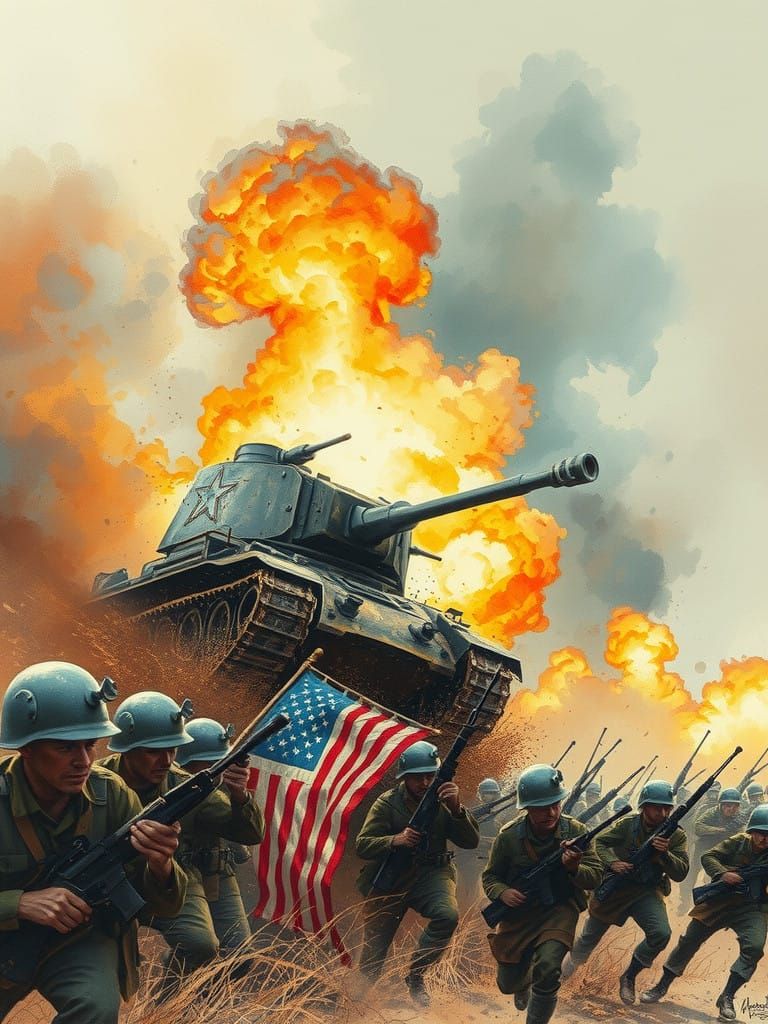 War-Torn Battlefield: Gritty Tank Invasion