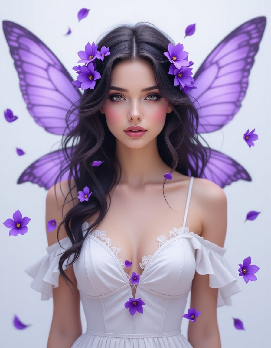 Fading Fairy Dissolving into Purple Blooms Matte Painting