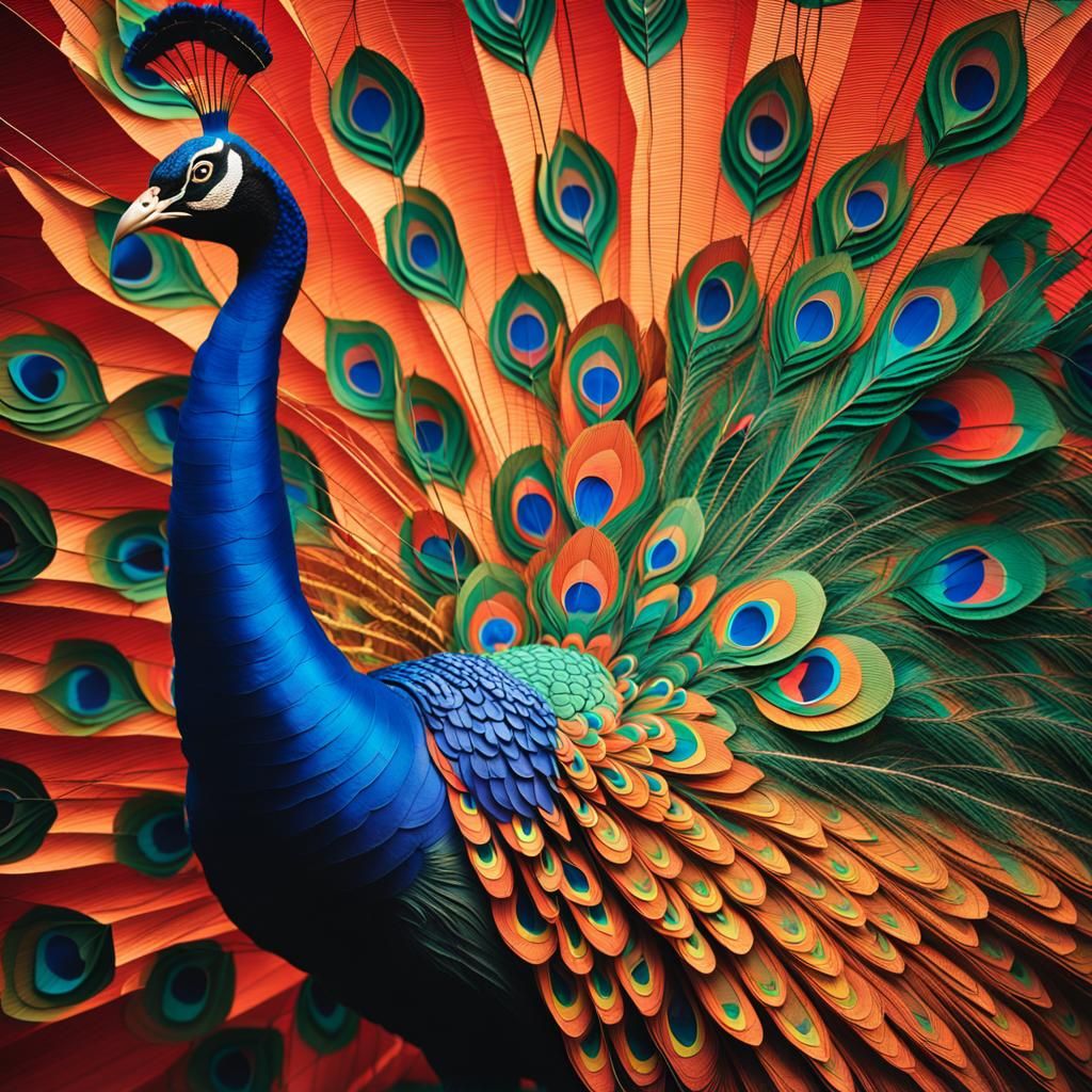 Vibrant Chinese Peacock Lantern at Dusk